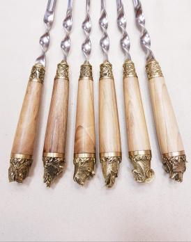 Шампура с деревянной ручкой подарочные ПИКНИК ОРЕХ